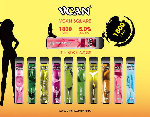 VCAN-QUADRAT formen Wegwerf-Hauch-Quadrat Vape-E-Zigaretten-1800 sexy Art-Entwurf, den enormer Dampf kosteneffektives bewölkt